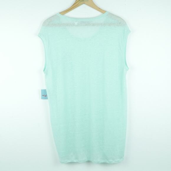 Acrobat Large Top 100% Linen Sleeveless Pocket Tee Tunic Minimal Beachy Sheer - Picture 8 of 9